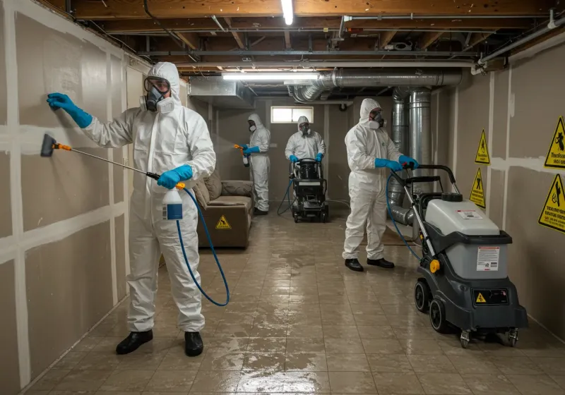 Basement Moisture Removal and Structural Drying process in Carrollton, AL